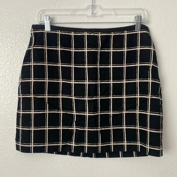 Madewell 8 Checkered Cotton Black Checkered Mini Skirt - Picture 3 of 8